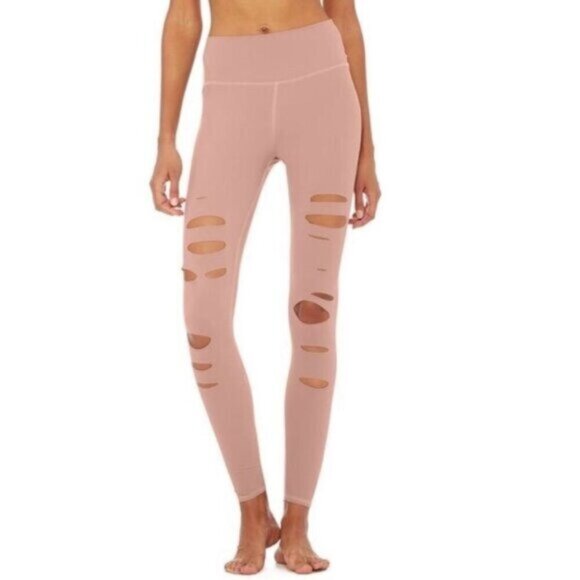 ALO Yoga Pants - Alo High-Waist Ripped Warrior Legging Size Medium Activewear Yoga Sporty